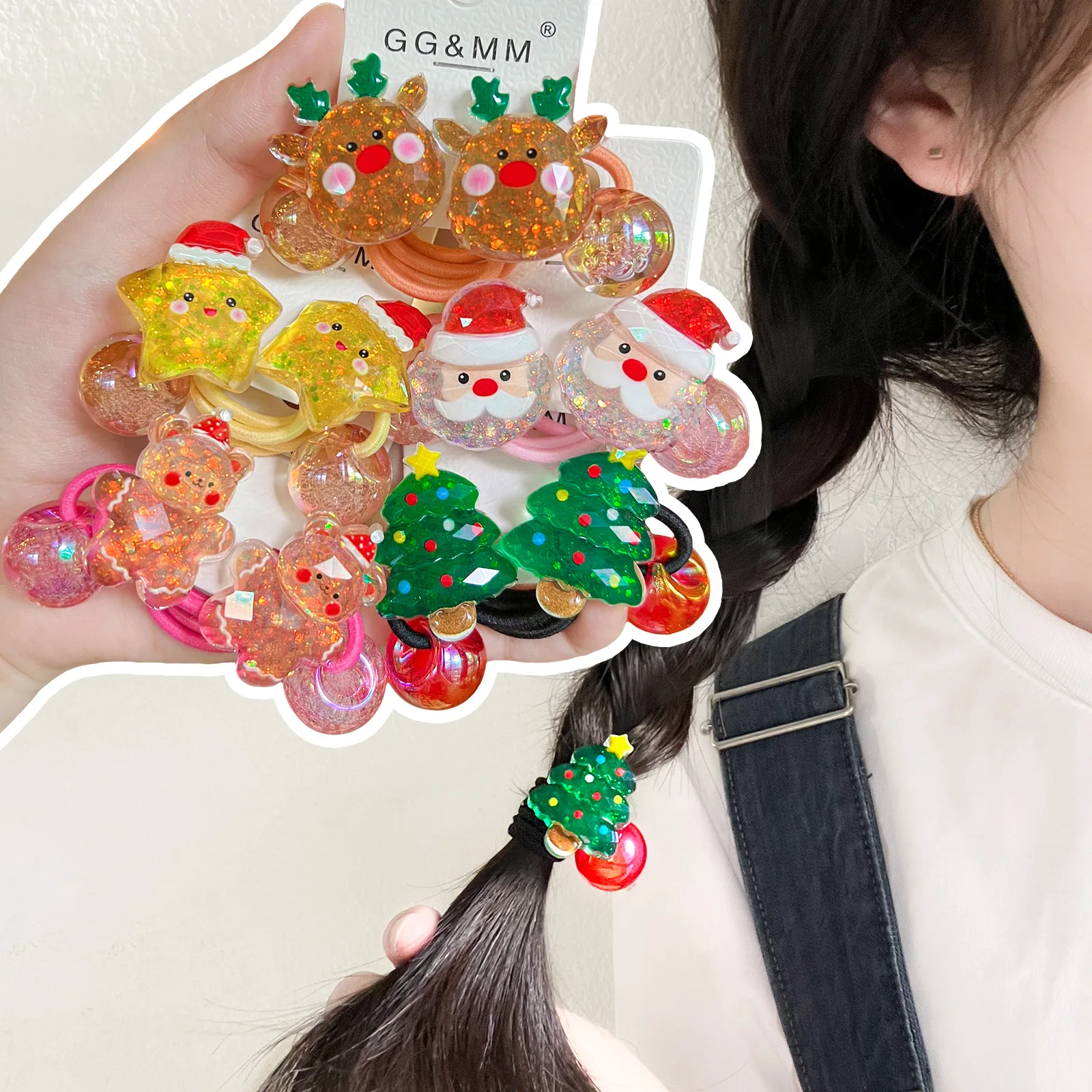 Cute Christmas Tree Princess Elastic Hair Bands Kids