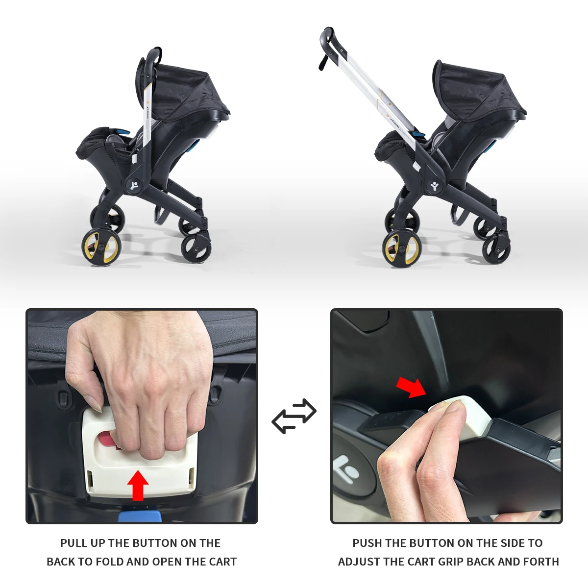 Baby Stroller Lightweight And Foldable, Two-Way Push - Image 4